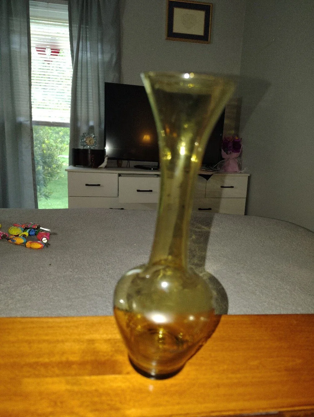 Vintage Bohemian Venetian Amber Glass Bud Vase